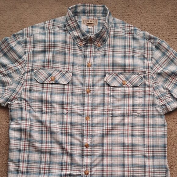 Duluth Trading Co Plaid Shirt Men's Size Large Lightweight Short Sleeves - Picture 3 of 8
